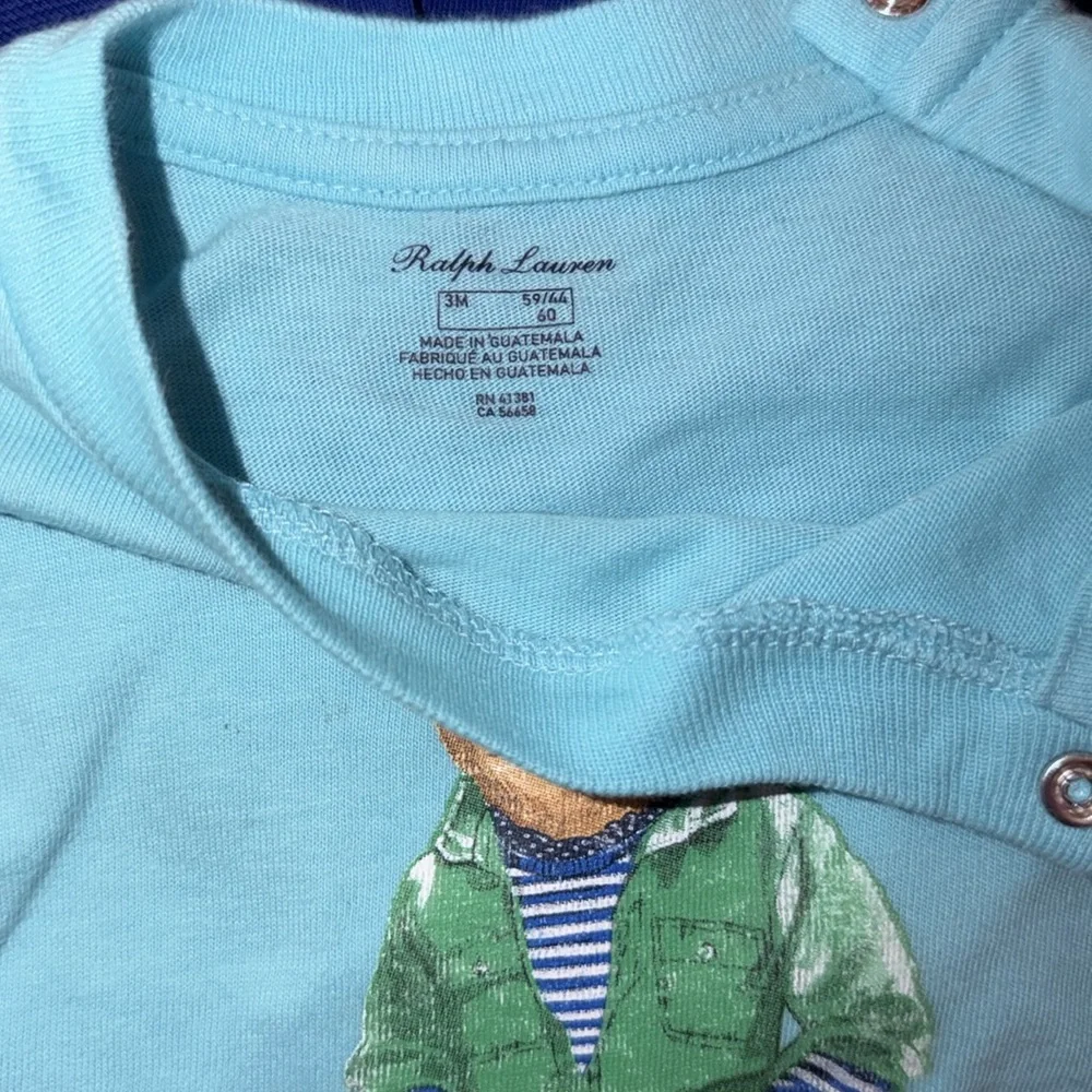 Ralph Lauren Blue Baby Boy Polo Bear Cotton Jersey Tee | 3 Months